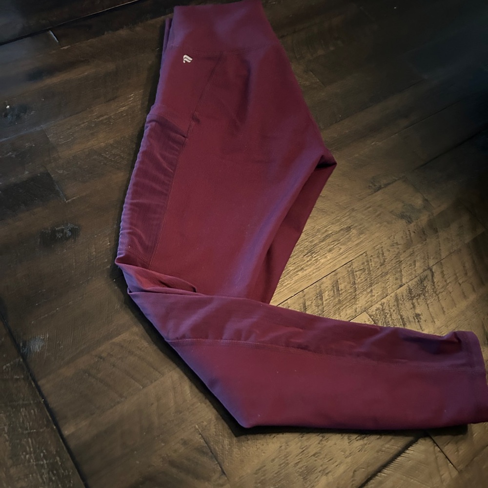 Fabletics Powerhold Burgundy Leggings